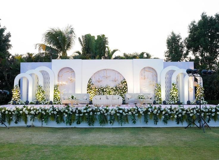 Wedding stage on the grand lawn